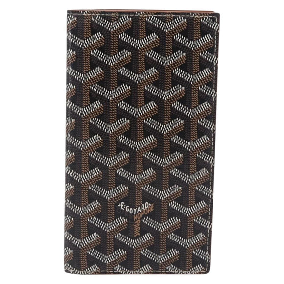 Goyard Herringbone Sun Rock Long Wallet PVC Leather Black Auth 209297M