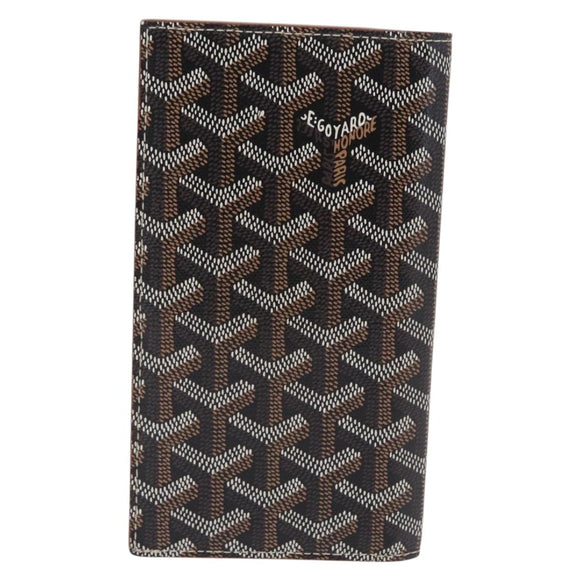 Goyard Herringbone Sun Rock Long Wallet PVC Leather Black Auth 209297M