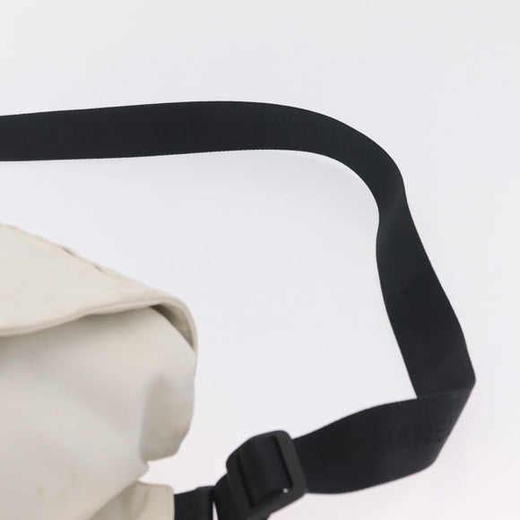 CHANEL Sports Line Shoulder Bag Nylon White Silver CC Auth 209311