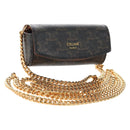 CELINE Macadam Canvas Lip Case Cosmetic Pouch PVC Brown Gold Auth 209315V-1