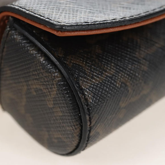 CELINE Macadam Canvas Lip Case Cosmetic Pouch PVC Brown Gold Auth 209315V