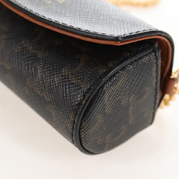 CELINE Macadam Canvas Lip Case Cosmetic Pouch PVC Brown Gold Auth 209315V