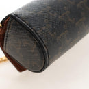 CELINE Macadam Canvas Lip Case Cosmetic Pouch PVC Brown Gold Auth 209315V-12