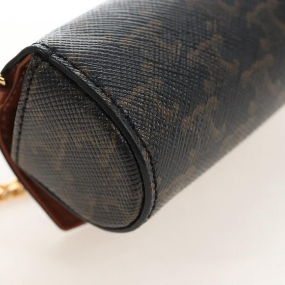 CELINE Macadam Canvas Lip Case Cosmetic Pouch PVC Brown Gold Auth 209315V