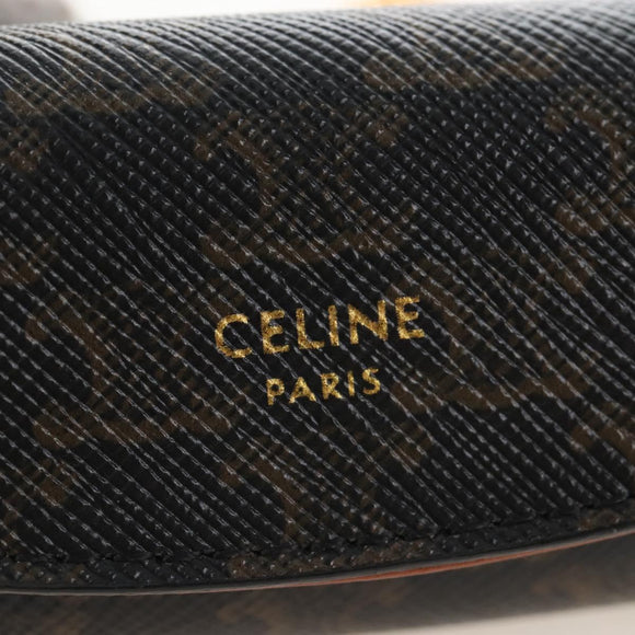CELINE Macadam Canvas Lip Case Cosmetic Pouch PVC Brown Gold Auth 209315V