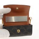 CELINE Macadam Canvas Lip Case Cosmetic Pouch PVC Brown Gold Auth 209315V-16
