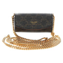 CELINE Macadam Canvas Lip Case Cosmetic Pouch PVC Brown Gold Auth 209315V-2