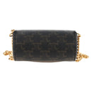 CELINE Macadam Canvas Lip Case Cosmetic Pouch PVC Brown Gold Auth 209315V-3