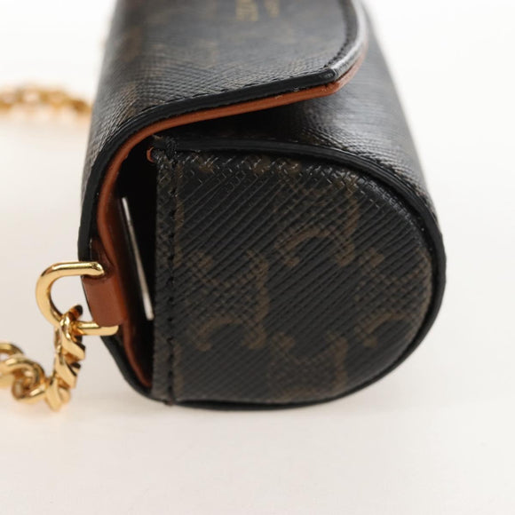 CELINE Macadam Canvas Lip Case Cosmetic Pouch PVC Brown Gold Auth 209315V
