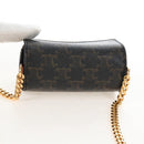 CELINE Macadam Canvas Lip Case Cosmetic Pouch PVC Brown Gold Auth 209315V-6