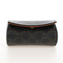 CELINE Macadam Canvas Lip Case Cosmetic Pouch PVC Brown Gold Auth 209315V-9