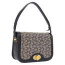 CELINE C Macadam Canvas Shoulder Bag Navy Gold Auth 209321-1