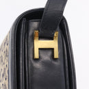 CELINE C Macadam Canvas Shoulder Bag Navy Gold Auth 209321-15
