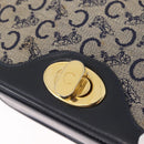 CELINE C Macadam Canvas Shoulder Bag Navy Gold Auth 209321-16