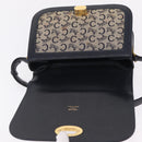 CELINE C Macadam Canvas Shoulder Bag Navy Gold Auth 209321-17