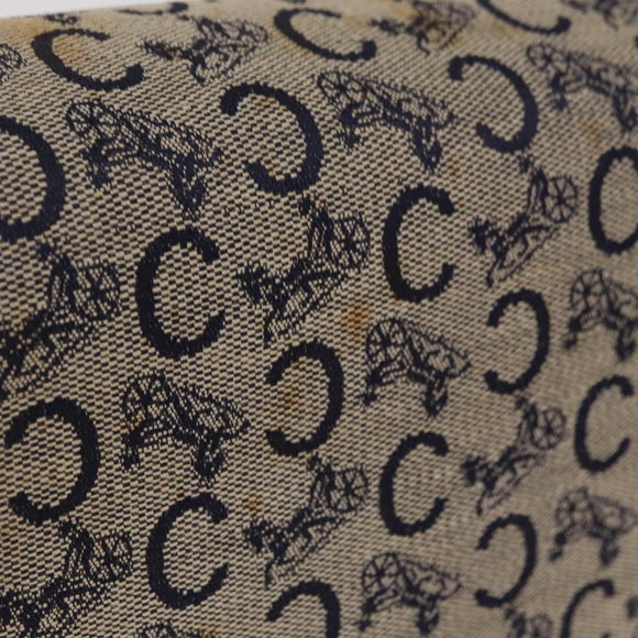 CELINE C Macadam Canvas Shoulder Bag Navy Gold Auth 209321