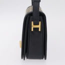 CELINE C Macadam Canvas Shoulder Bag Navy Gold Auth 209321-5