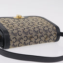 CELINE C Macadam Canvas Shoulder Bag Navy Gold Auth 209321-7