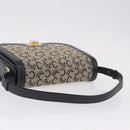 CELINE C Macadam Canvas Shoulder Bag Navy Gold Auth 209321-8