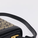 CELINE C Macadam Canvas Shoulder Bag Navy Gold Auth 209321-9
