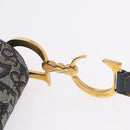 Christian Dior Trotter Canvas Double Saddle Shoulder Bag Navy Gold Auth 209322M-12