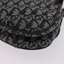 Christian Dior Trotter Canvas Double Saddle Shoulder Bag Navy Gold Auth 209322M-17