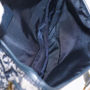 Christian Dior Trotter Canvas Double Saddle Shoulder Bag Navy Gold Auth 209322M-22