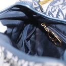 Christian Dior Trotter Canvas Double Saddle Shoulder Bag Navy Gold Auth 209322M-24