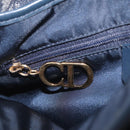 Christian Dior Trotter Canvas Double Saddle Shoulder Bag Navy Gold Auth 209322M-25