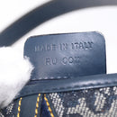 Christian Dior Trotter Canvas Double Saddle Shoulder Bag Navy Gold Auth 209322M-27