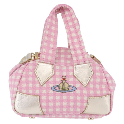 Vivienne Westwood Hand Bag Canvas 2way Pink Gold Auth 209323A - 0