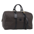 CELINE Macadam Canvas Boston Bag PVC Leather Black Gold Auth 209324V-1