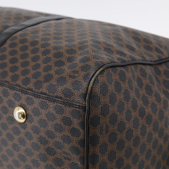 CELINE Macadam Canvas Boston Bag PVC Leather Black Gold Auth 209324V
