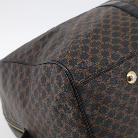 CELINE Macadam Canvas Boston Bag PVC Leather Black Gold Auth 209324V