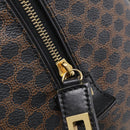 CELINE Macadam Canvas Boston Bag PVC Leather Black Gold Auth 209324V-17