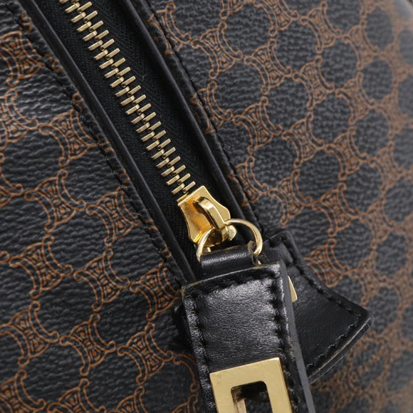 CELINE Macadam Canvas Boston Bag PVC Leather Black Gold Auth 209324V