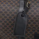 CELINE Macadam Canvas Boston Bag PVC Leather Black Gold Auth 209324V-18