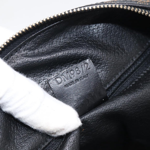 CELINE Macadam Canvas Boston Bag PVC Leather Black Gold Auth 209324V