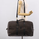 CELINE Macadam Canvas Boston Bag PVC Leather Black Gold Auth 209324V-26