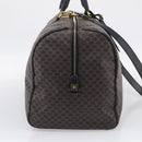 CELINE Macadam Canvas Boston Bag PVC Leather Black Gold Auth 209324V-4
