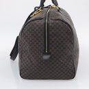 CELINE Macadam Canvas Boston Bag PVC Leather Black Gold Auth 209324V-5