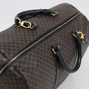 CELINE Macadam Canvas Boston Bag PVC Leather Black Gold Auth 209324V-6