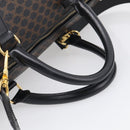 CELINE Macadam Canvas Boston Bag PVC Leather Black Gold Auth 209324V-7