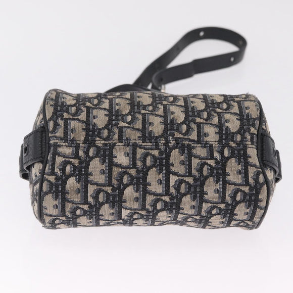 Christian Dior Trotter Canvas Oblique Shoulder Bag Navy Silver Auth 209328A