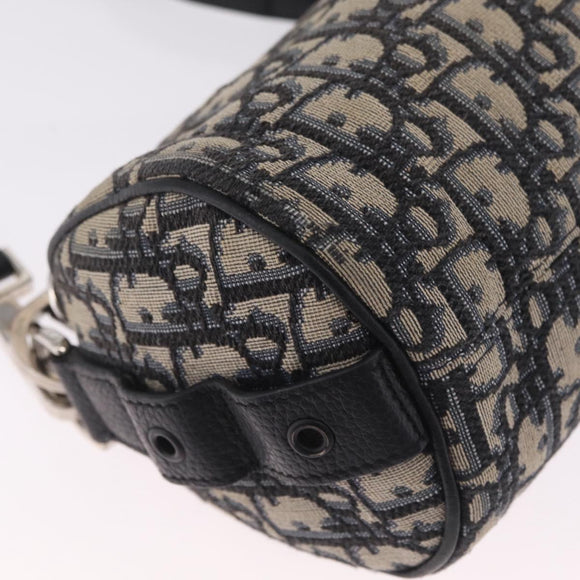 Christian Dior Trotter Canvas Oblique Shoulder Bag Navy Silver Auth 209328A