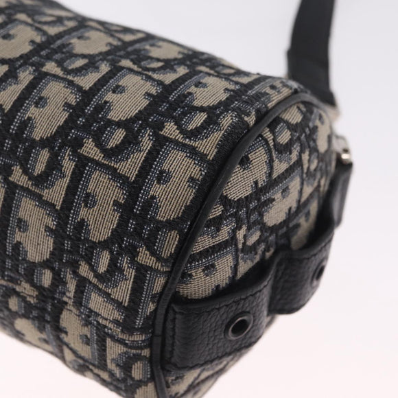 Christian Dior Trotter Canvas Oblique Shoulder Bag Navy Silver Auth 209328A