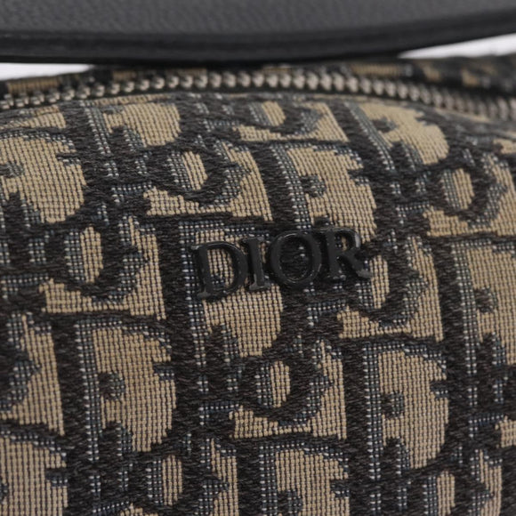 Christian Dior Trotter Canvas Oblique Shoulder Bag Navy Silver Auth 209328A