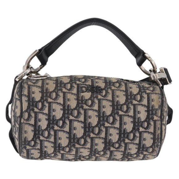 Christian Dior Trotter Canvas Oblique Shoulder Bag Navy Silver Auth 209328A