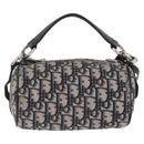Christian Dior Trotter Canvas Oblique Shoulder Bag Navy Silver Auth 209328A-3