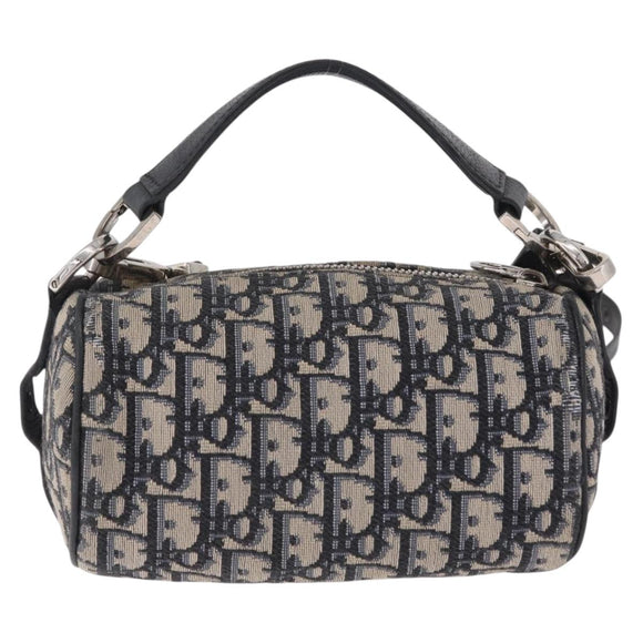 Christian Dior Trotter Canvas Oblique Shoulder Bag Navy Silver Auth 209328A